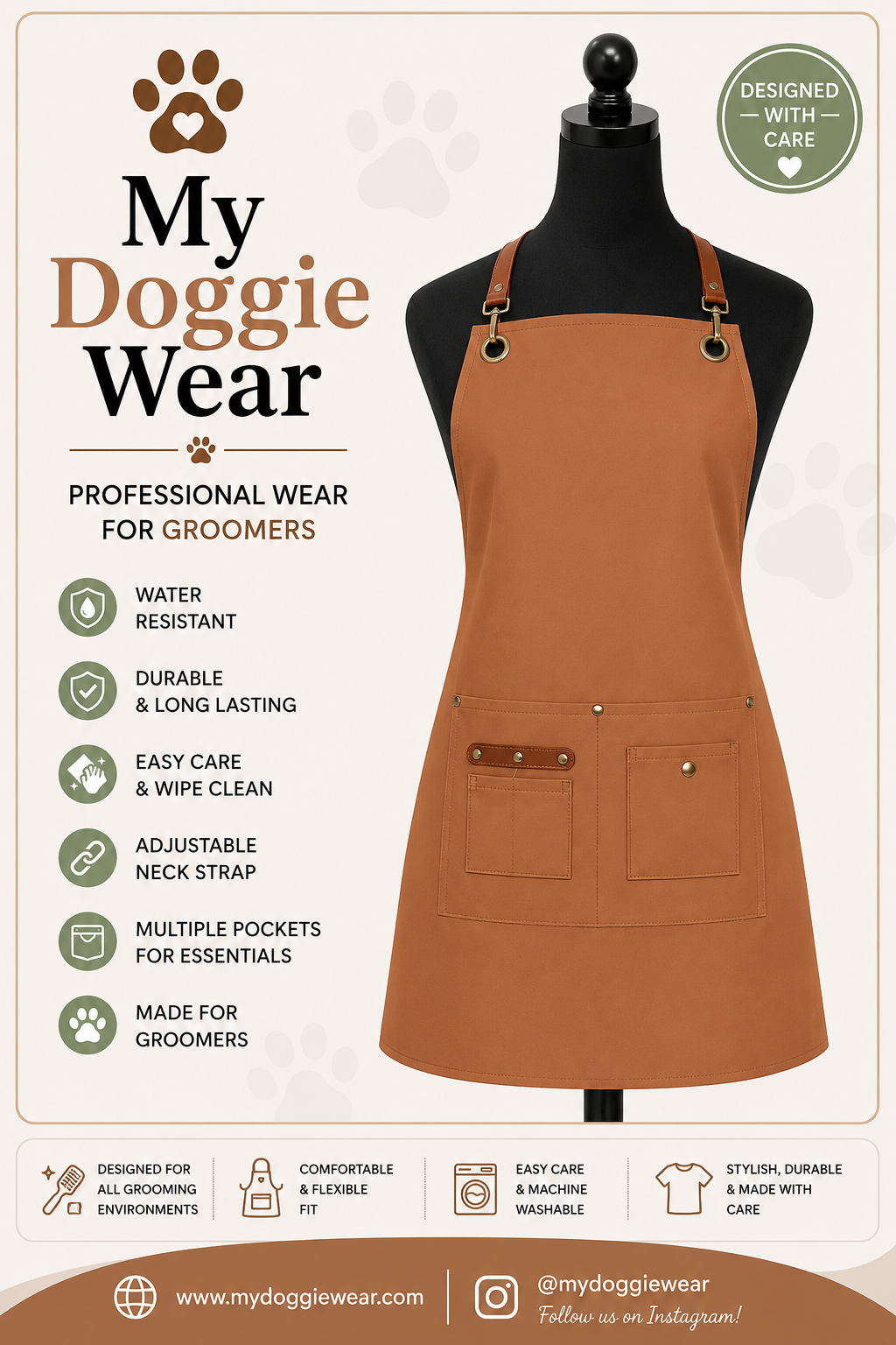 CARAMEL BROWN LEATHER APRON